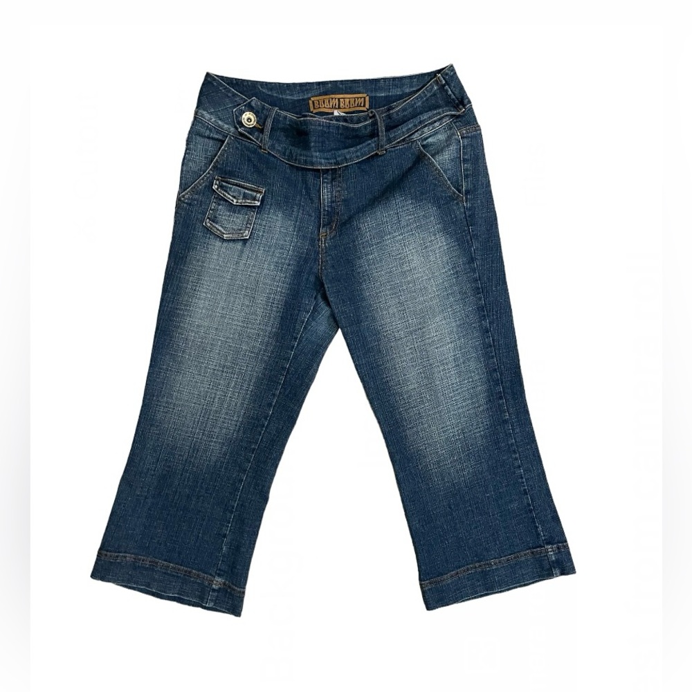 Boom Boom Jeans Dark Blue Wide-Leg Crop Jeans